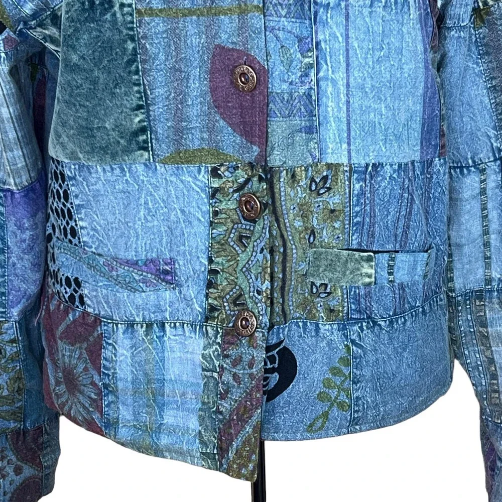 Sacred Threads Women’s Boho Art-to-Wear Patchwork Cotton Jacket Size Small
